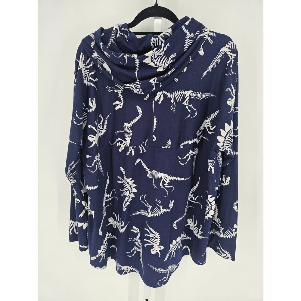 Lularoe Womens Sz 2XL Pullover Hoodie Dinosaur Bone Print Blue White - Picture 3 of 3